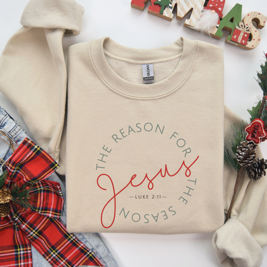 The Reason For The Season Luke 2:11 Tan Sweatshirt