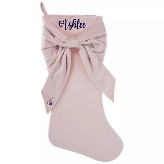 Personalized Name Pink Bow Stocking