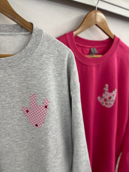 Valentine’s Gray Sweatshirt  Preppy Hearts ILY