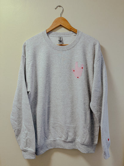 Valentine’s Gray Sweatshirt  Preppy Hearts ILY