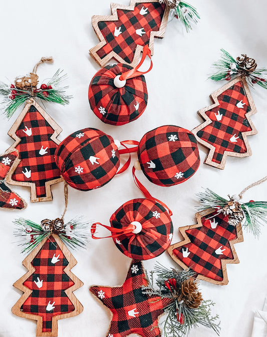 Red and Black Buffalo Christmas Ball Ornament