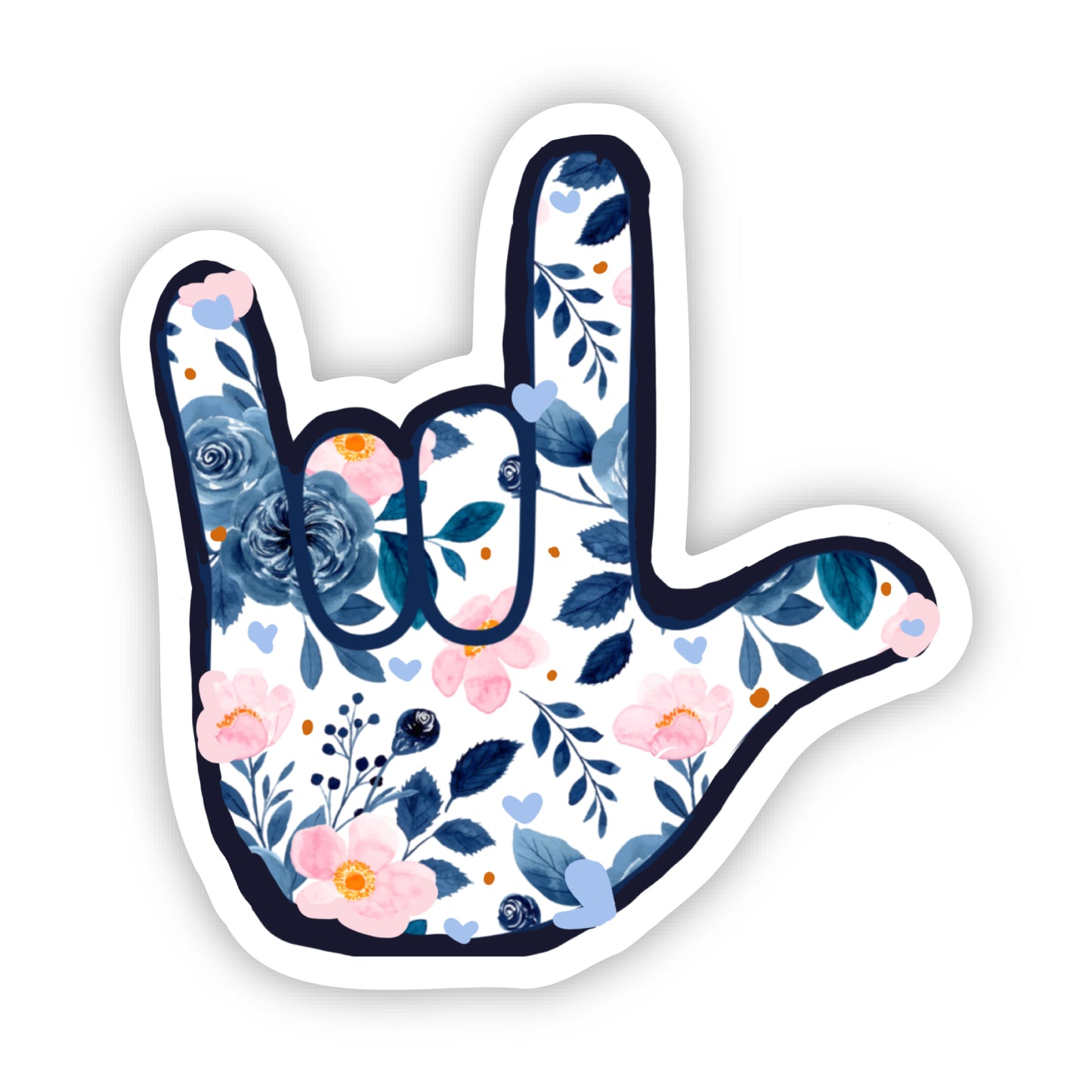 Blue and Pink Floral ILY Sticker