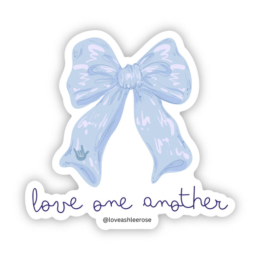 Love One Another Blue Bow Sticker