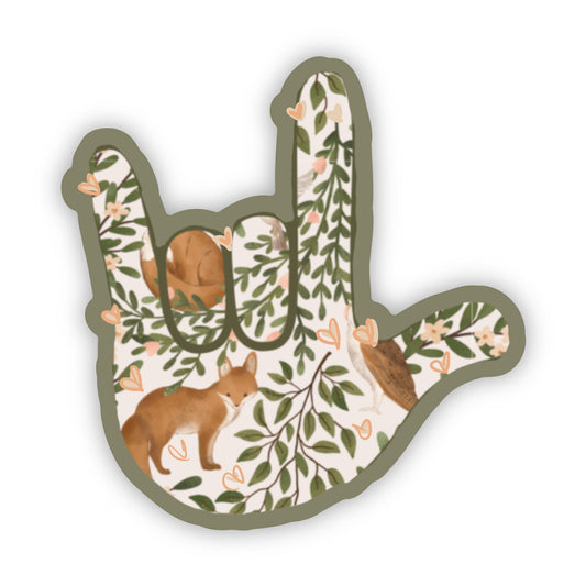 ILY Woods Fox and Flowers  Sticker