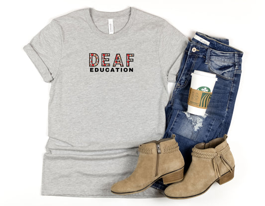 Gray  Deaf Education Apples themed Tee