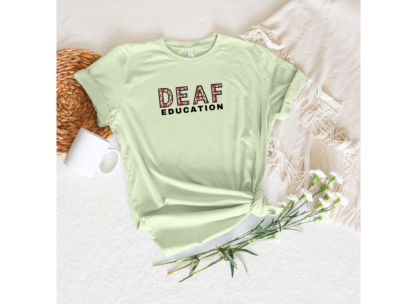 Light Green Deaf Education Apples themed Tee