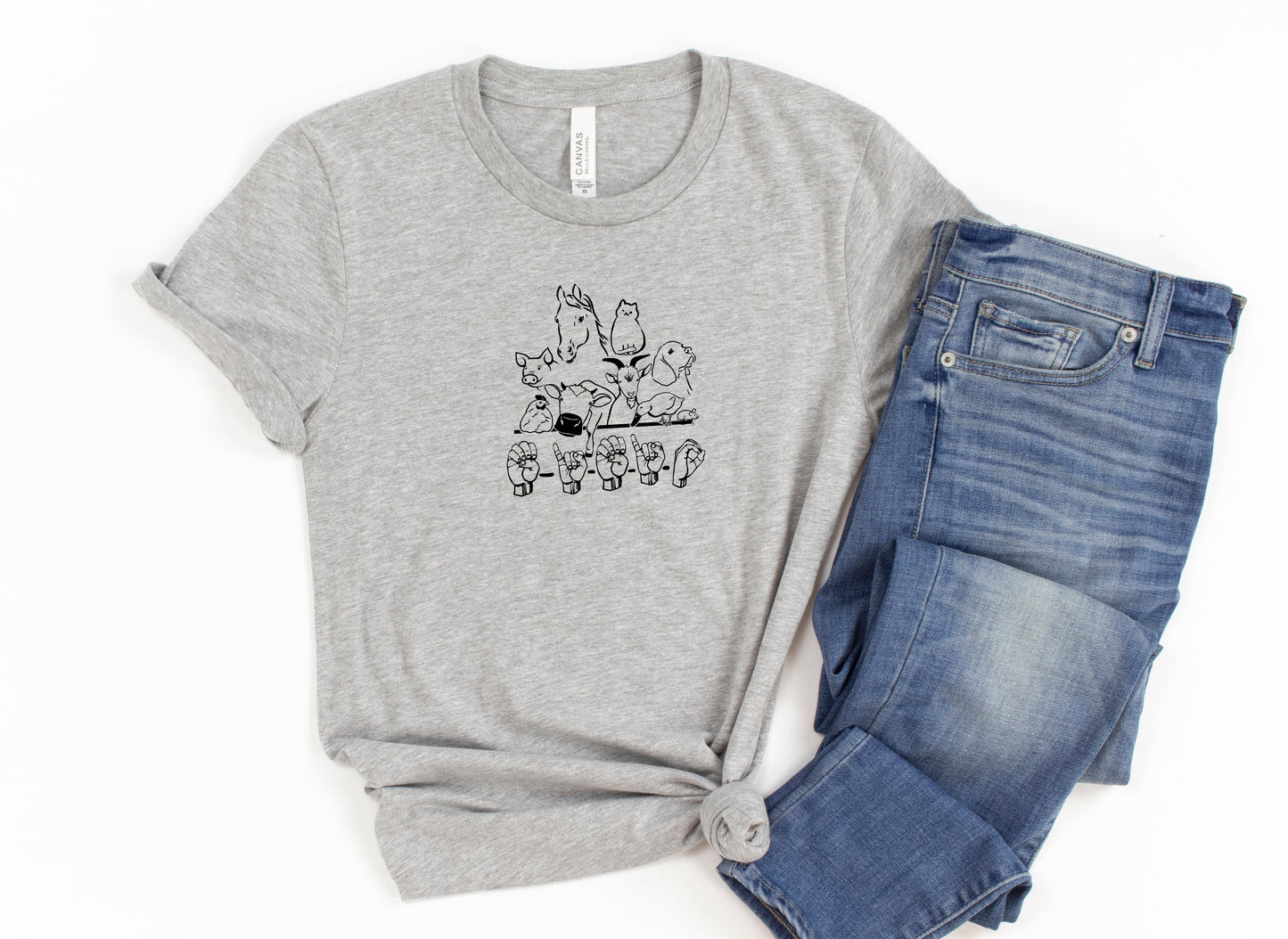 E-I-E-I-O ASL Gray TEE