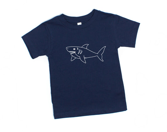 Shark with Hearing Aid Navy Toddler and Youth Tee