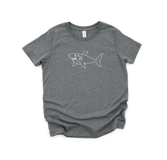 Shark with Hearing Aid Gray Toddler and Youth Tee