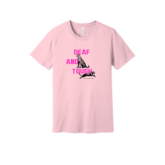 Deaf and Tough Cheetah Pink Adult Tee