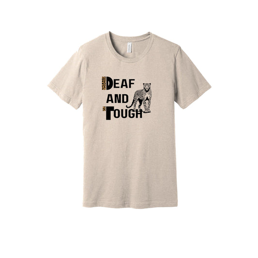 Deaf and Tough Cheetah Tan Adult Tee