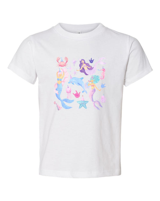 Birthday Mermaids Toddler and Youth White Tee