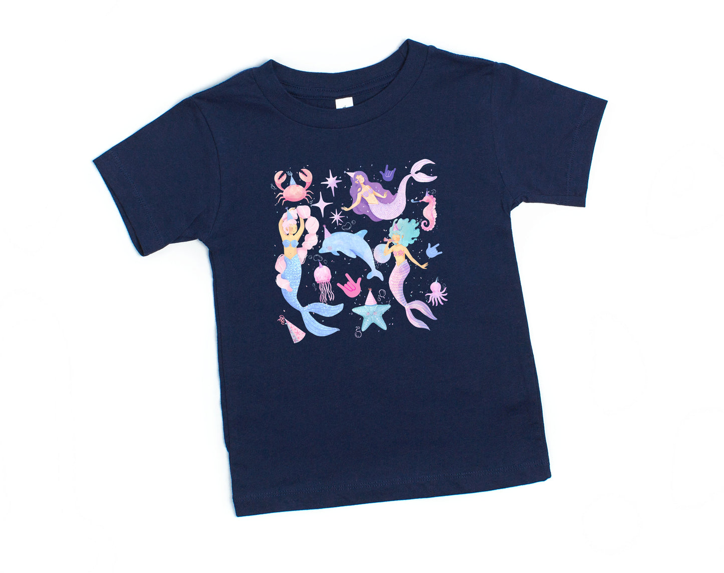 Birthday Mermaids Toddler and Youth Navy Tee